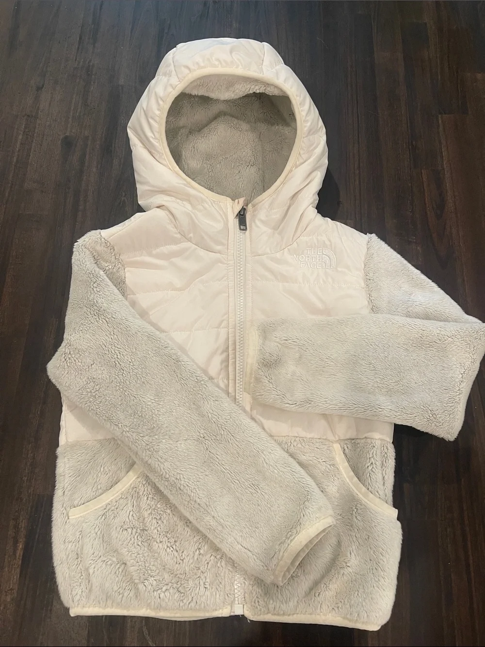 The North Face Kids Cream Hooded Puffer & Fleece Jacket